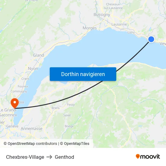 Chexbres-Village to Genthod map