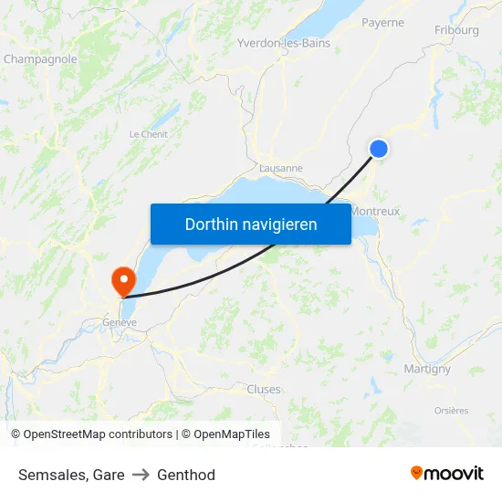 Semsales, Gare to Genthod map