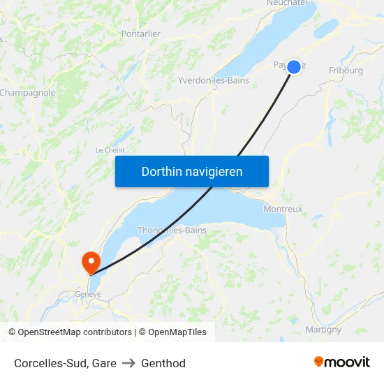 Corcelles-Sud, Gare to Genthod map