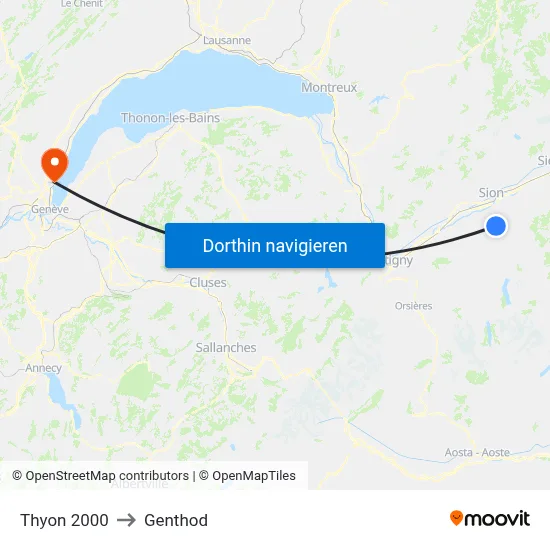 Thyon 2000 to Genthod map