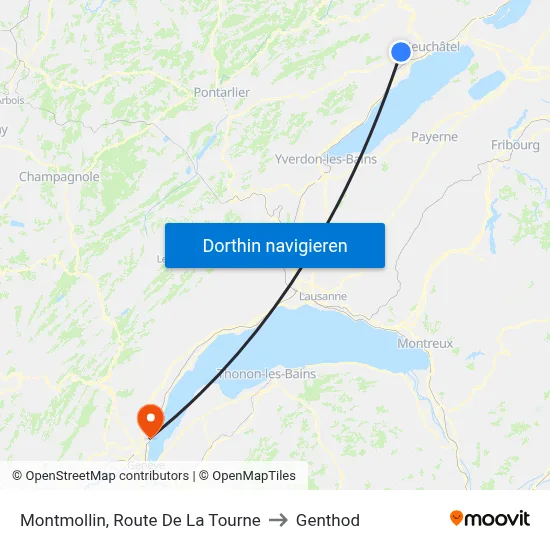 Montmollin, Route De La Tourne to Genthod map