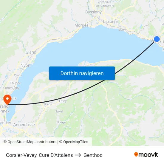 Corsier-Vevey, Cure D'Attalens to Genthod map