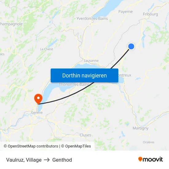 Vaulruz, Village to Genthod map