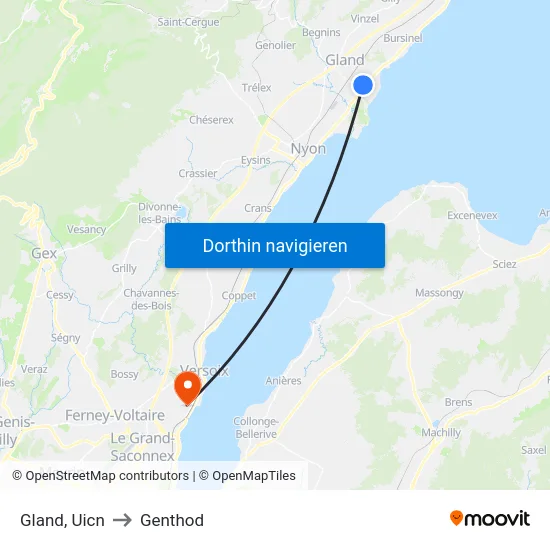 Gland, Uicn to Genthod map