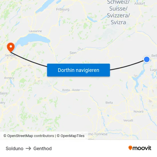 Solduno to Genthod map