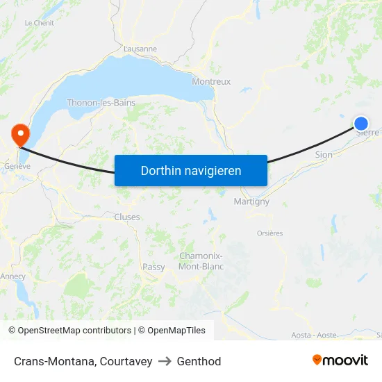 Crans-Montana, Courtavey to Genthod map