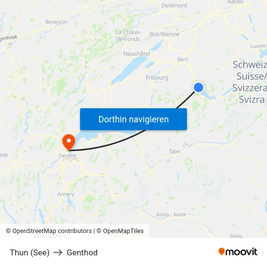 Thun (See) to Genthod map