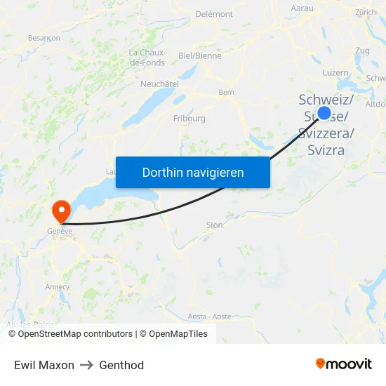 Ewil Maxon to Genthod map