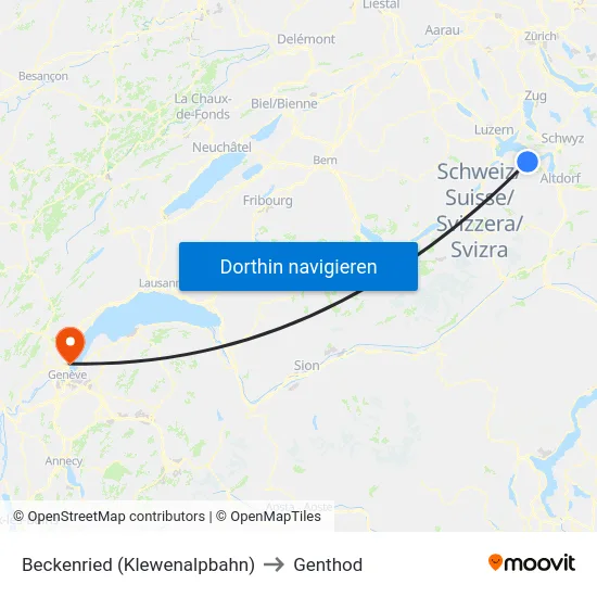 Beckenried (Klewenalpbahn) to Genthod map