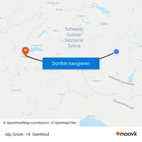 Alp Grüm to Genthod map