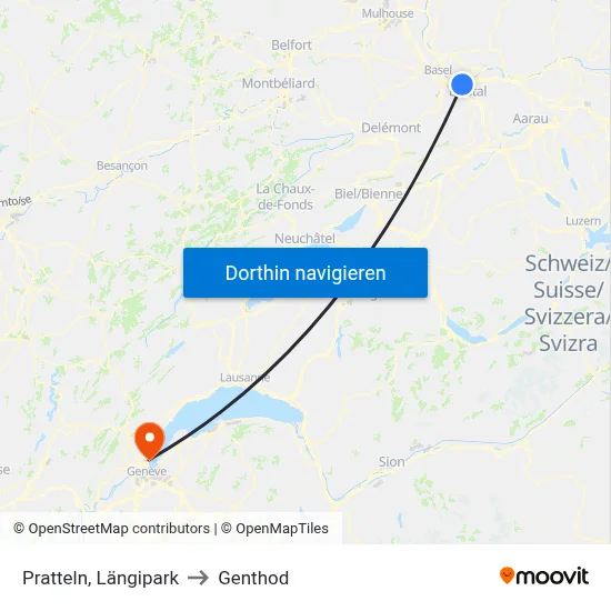 Pratteln, Längipark to Genthod map