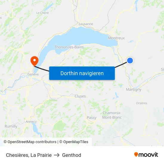 Chesières, La Prairie to Genthod map