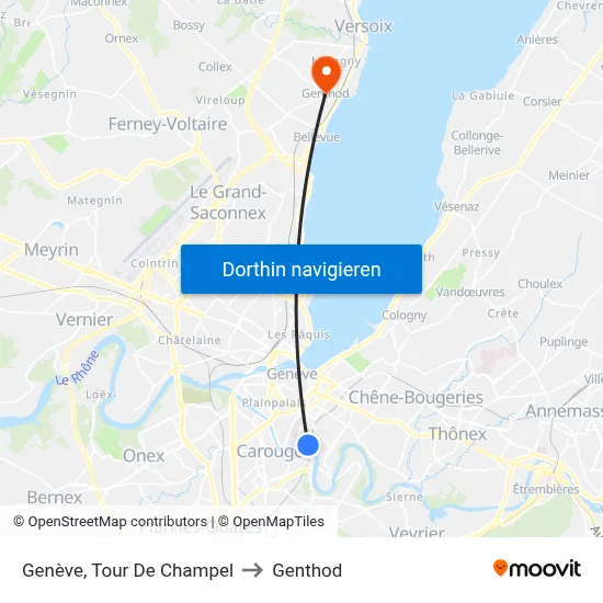 Genève, Tour De Champel to Genthod map