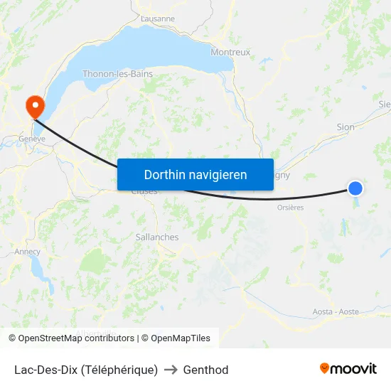 Lac-Des-Dix (Téléphérique) to Genthod map