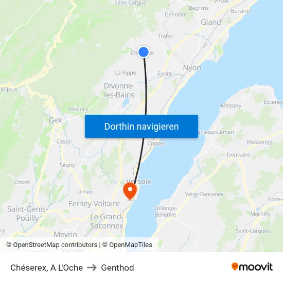 Chéserex, A L'Oche to Genthod map