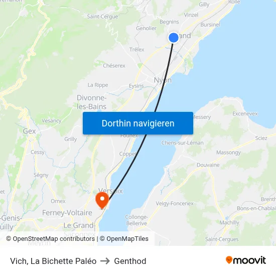 Vich, La Bichette Paléo to Genthod map