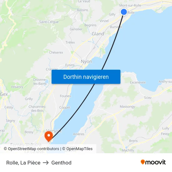 Rolle, La Pièce to Genthod map