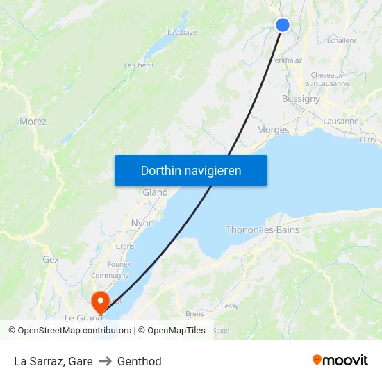 La Sarraz, Gare to Genthod map
