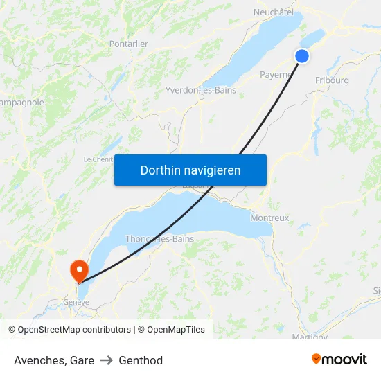 Avenches, Gare to Genthod map
