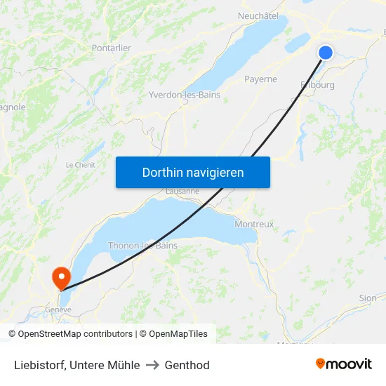 Liebistorf, Untere Mühle to Genthod map