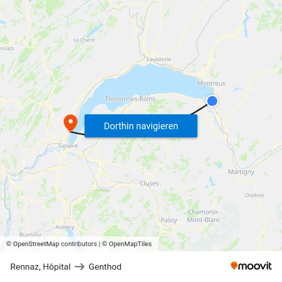 Rennaz, Hôpital to Genthod map