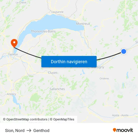 Sion, Nord to Genthod map