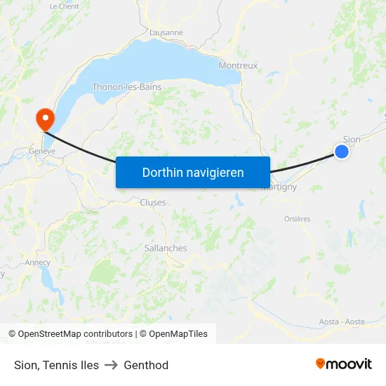 Sion, Tennis Iles to Genthod map
