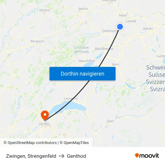 Zwingen, Strengenfeld to Genthod map