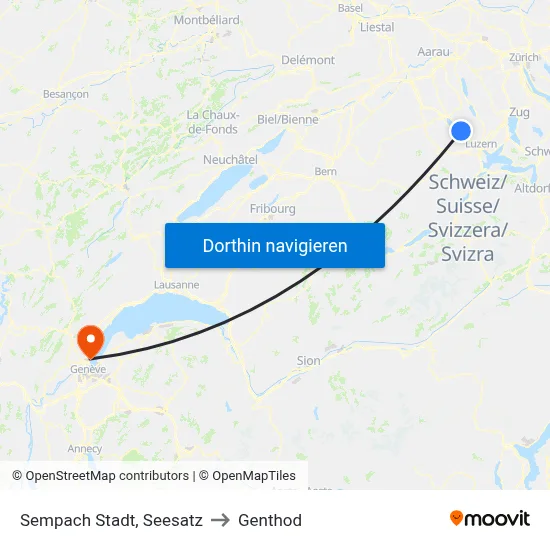 Sempach Stadt, Seesatz to Genthod map