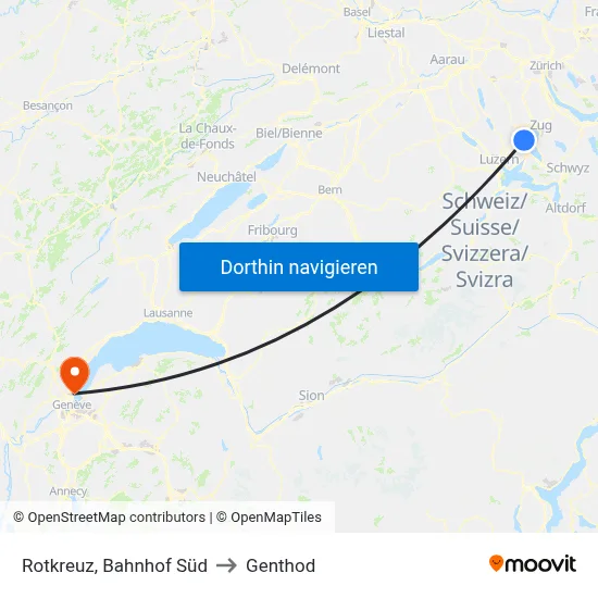 Rotkreuz, Bahnhof Süd to Genthod map