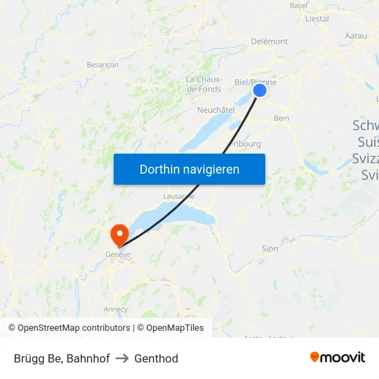 Brügg Be, Bahnhof to Genthod map