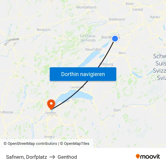 Safnern, Dorfplatz to Genthod map