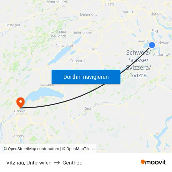 Vitznau, Unterwilen to Genthod map