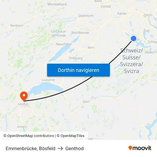 Emmenbrücke, Bösfeld to Genthod map