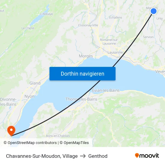 Chavannes-Sur-Moudon, Village to Genthod map