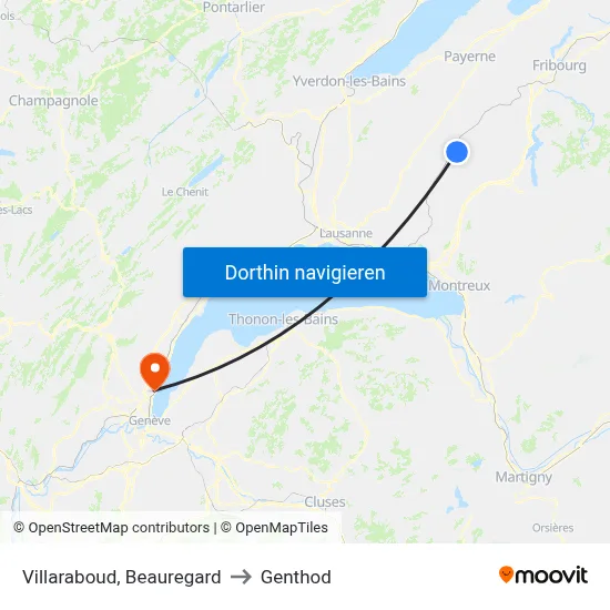 Villaraboud, Beauregard to Genthod map