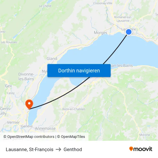 Lausanne, St-François to Genthod map