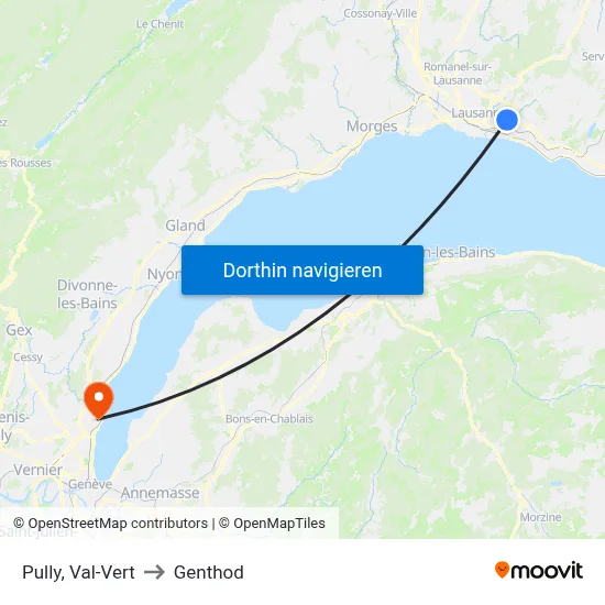 Pully, Val-Vert to Genthod map