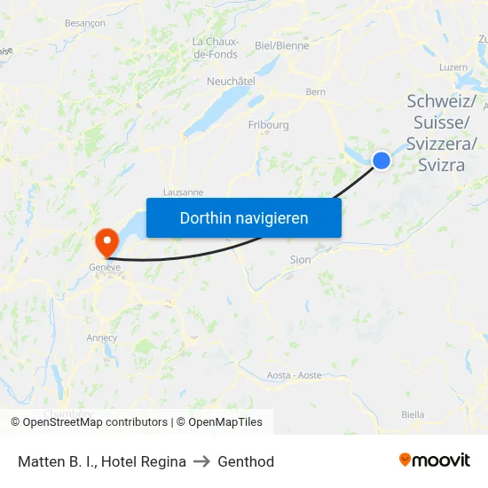 Matten B. I., Hotel Regina to Genthod map