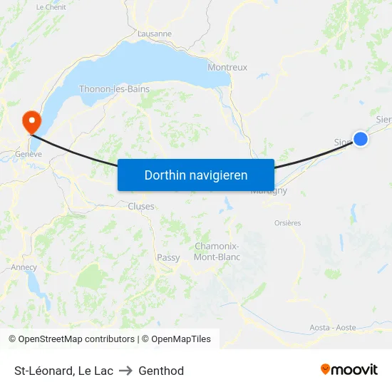 St-Léonard, Le Lac to Genthod map