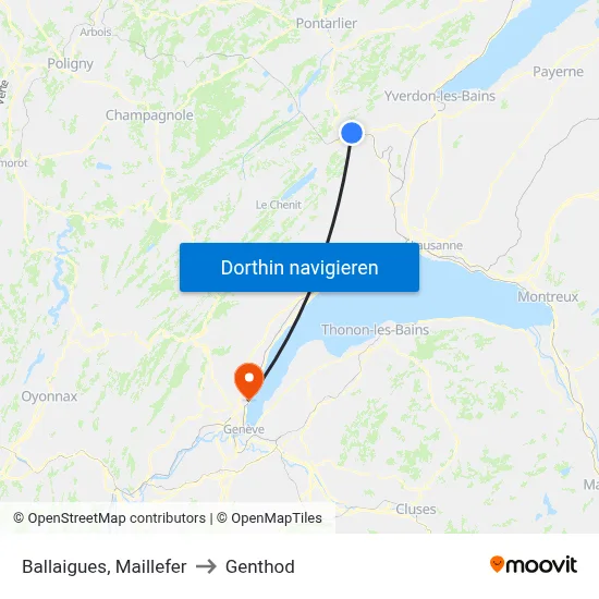 Ballaigues, Maillefer to Genthod map
