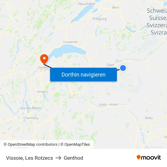 Vissoie, Les Rotzecs to Genthod map