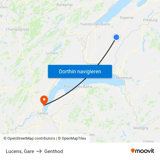 Lucens, Gare to Genthod map