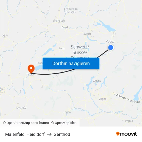 Maienfeld, Heididorf to Genthod map
