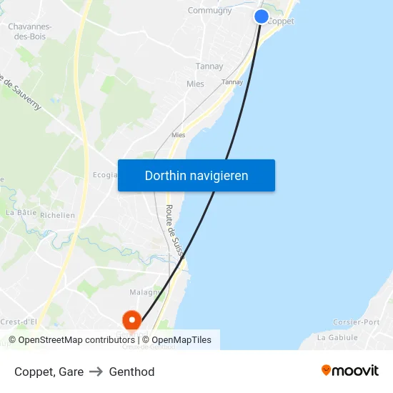 Coppet, Gare to Genthod map