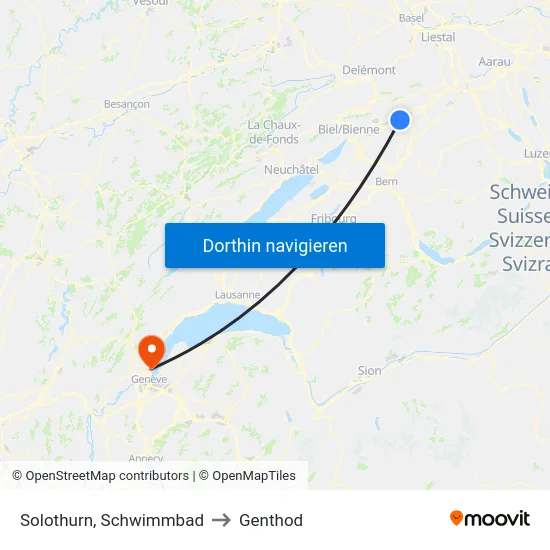Solothurn, Schwimmbad to Genthod map