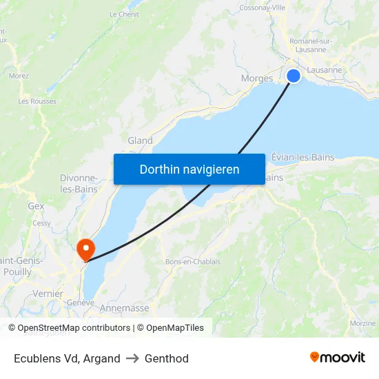 Ecublens Vd, Argand to Genthod map