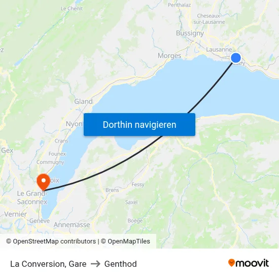 La Conversion, Gare to Genthod map