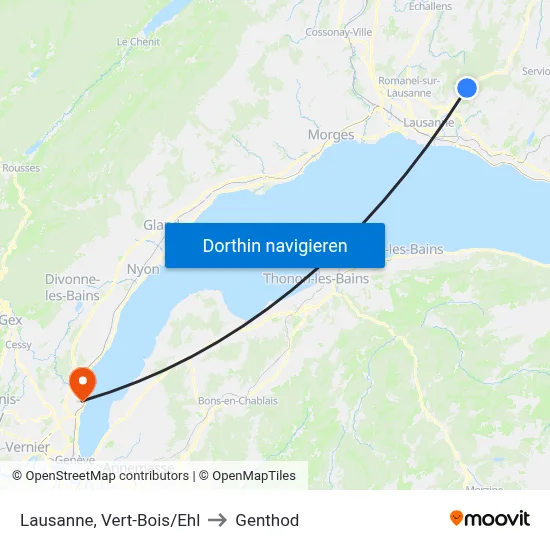 Lausanne, Vert-Bois/Ehl to Genthod map