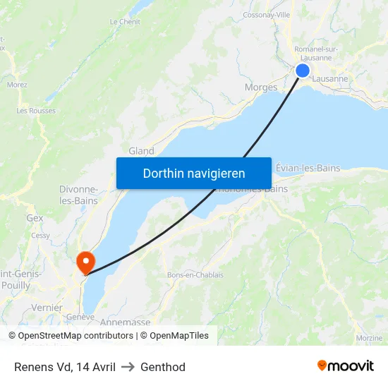 Renens Vd, 14 Avril to Genthod map